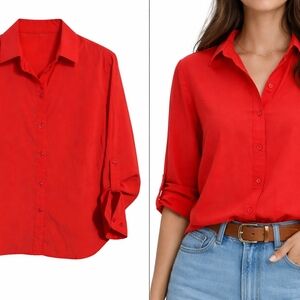 Covington Women's Vibrant Red Button-Down Shirt